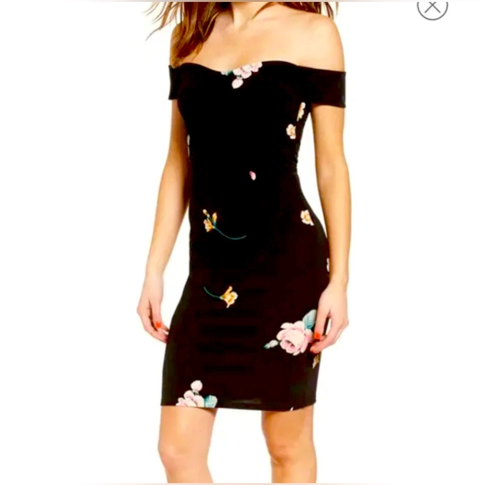 Leith off shoulder sweatheart neckline bodycon floral dress